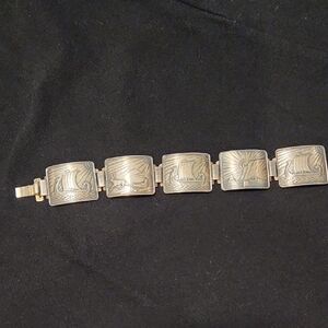 Vintage Norway Silver 925 Viking Ship Bracelet